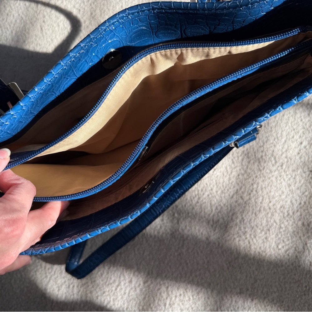 Blue Crocodile-Embossed Women's Bag